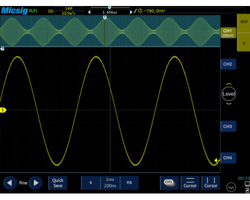 TO1074 Micsig планшетный осциллограф,  70 МГц, 4 канала
