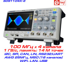 SDS1104X-E осциллограф, 100 МГц, 1 ГВ/с, 4 канала