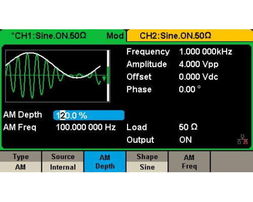 SDG1032x Генератор довільних форм сигналів 30 МГц, 2 канали