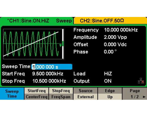 SDG1032x Генератор произвольных форм сигналов 30 МГц, 2 канала
