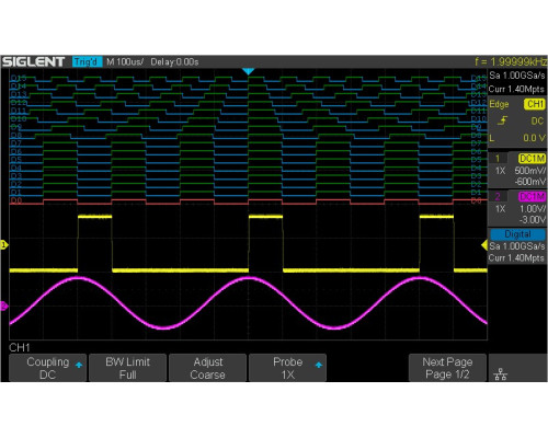SDS2202X-E осциллограф, 200 МГц, 2ГВ/с, 2 канала