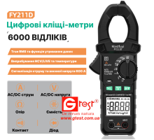 FY211D Интеллектуальные токовые клещи True RMS, DCV/A, ACV/A