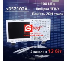 xDS2102A осциллограф 12 бит 2х100МГц 20М точек