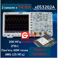 xDS3202A осциллограф 14 бит 2х200МГц 40М точек