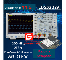 xDS3202A осциллограф 14 бит 2х200МГц 40М точек