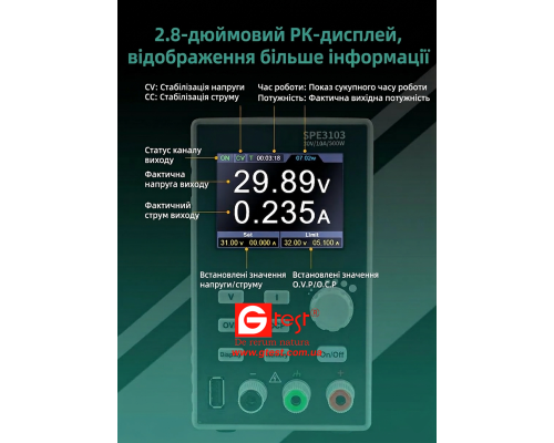 SPE3103 1-канальный источник питания постоянного тока, 100–300 Вт