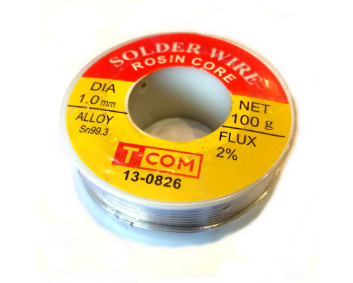 Припой бессвинцовый Sn99,3Cu0,7, диам.-1мм, 100гр., катушка