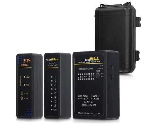 Кабельний тестер з функцією тестування PoE для кабелів RJ45 RJ11 RJ12 ISDN LAN Ethernet - включає віддалений блок - 2 режими сканування