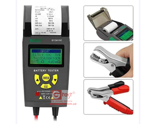 DUOYI DY3015C (12 В/24 В) Тестер автомобильных аккумуляторов с принтером в составе
