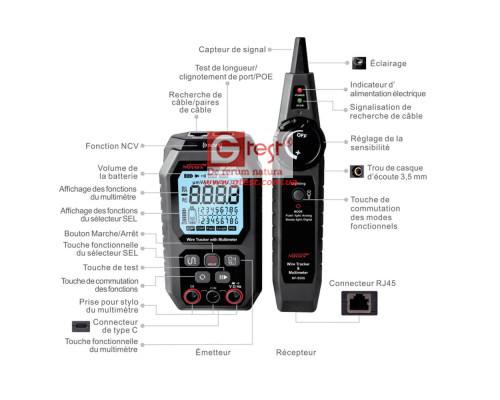 Noyafa NF-8509 Устройство отслеживания проводных сетей + мультиметр