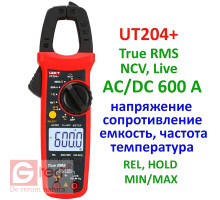 UT204+, 600A AC/DC, струмовимірювальні кліщі UNI-T, з функцією мультиметра