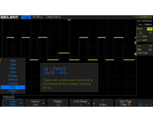 SDS1202X-E осциллограф, 200 МГц, 1ГВ/с, 2 канала