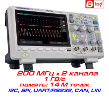 SDS1202X-E осциллограф, 200 МГц, 1ГВ/с, 2 канала