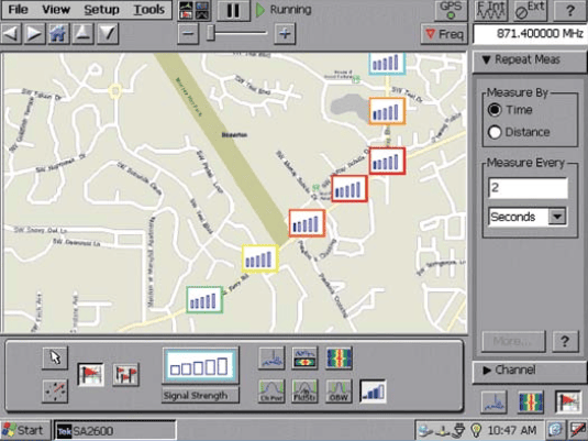 Кольорове кодування спектру Tektronix SA2600