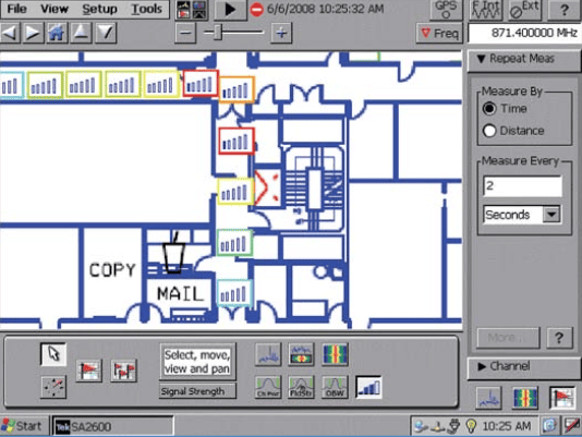 Картографування сигналів усередині приміщення Tektronix SA2600