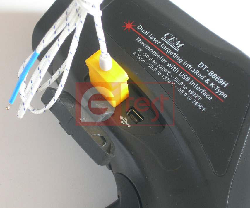 Подключение термопары к пирометру модели DT8867H, DT8868H, DT8869H