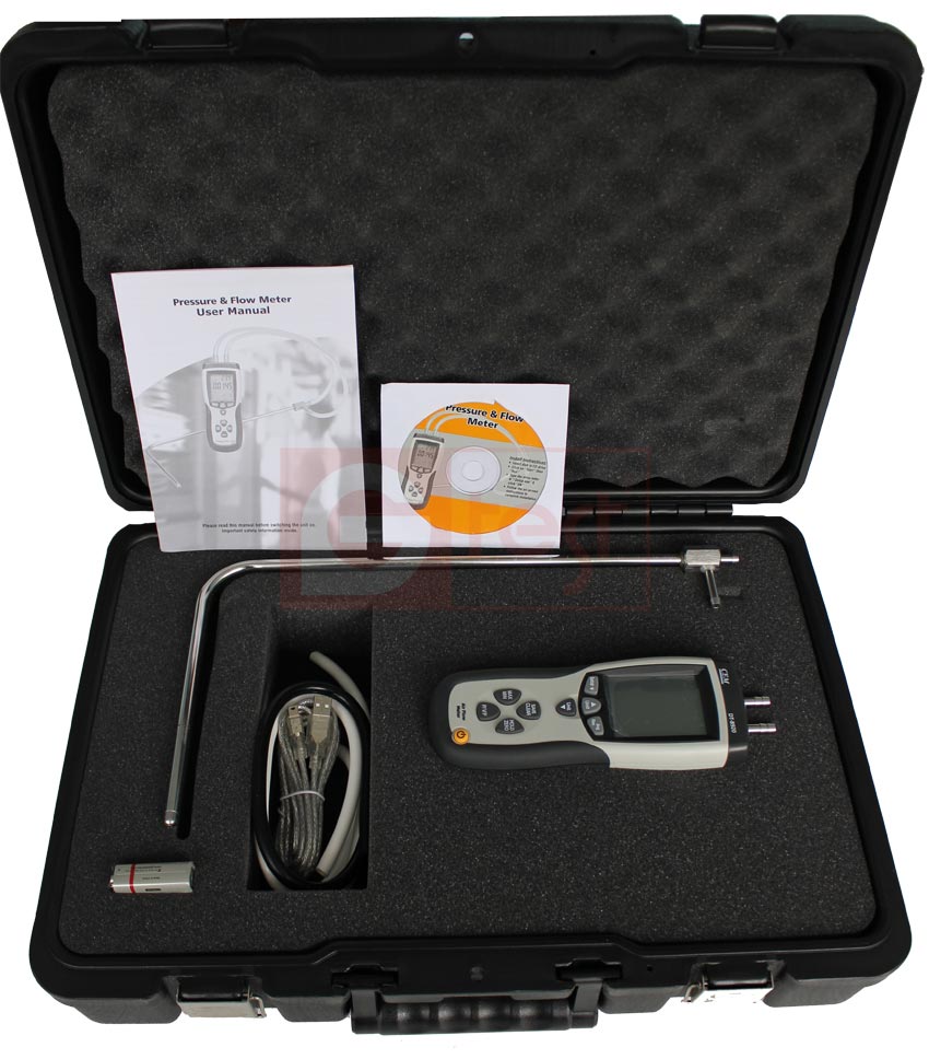 комплектація вимірювача швидкості повітря, диференціального манометра DT8920