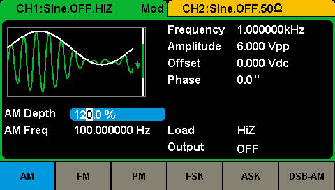 Генератор Siglent SDG2042X: Генерация модулированных сигналов