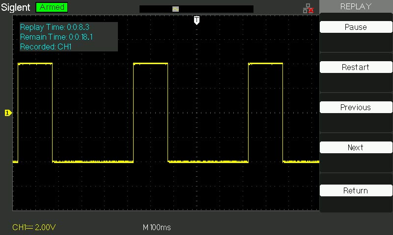 функция записи в осциллографе SDS1152CML+ 