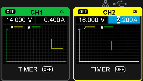 независимые каналы и их визуализация блоком питания Siglent SPD3303X-E