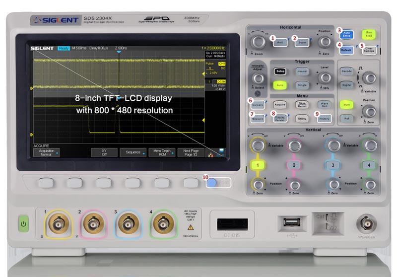 внешний вид (фронтальный) осциллографа SDS2000х