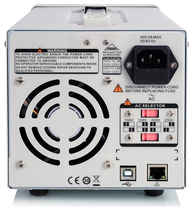 Програмований блок живлення Siglent SPD1168X: задній вид