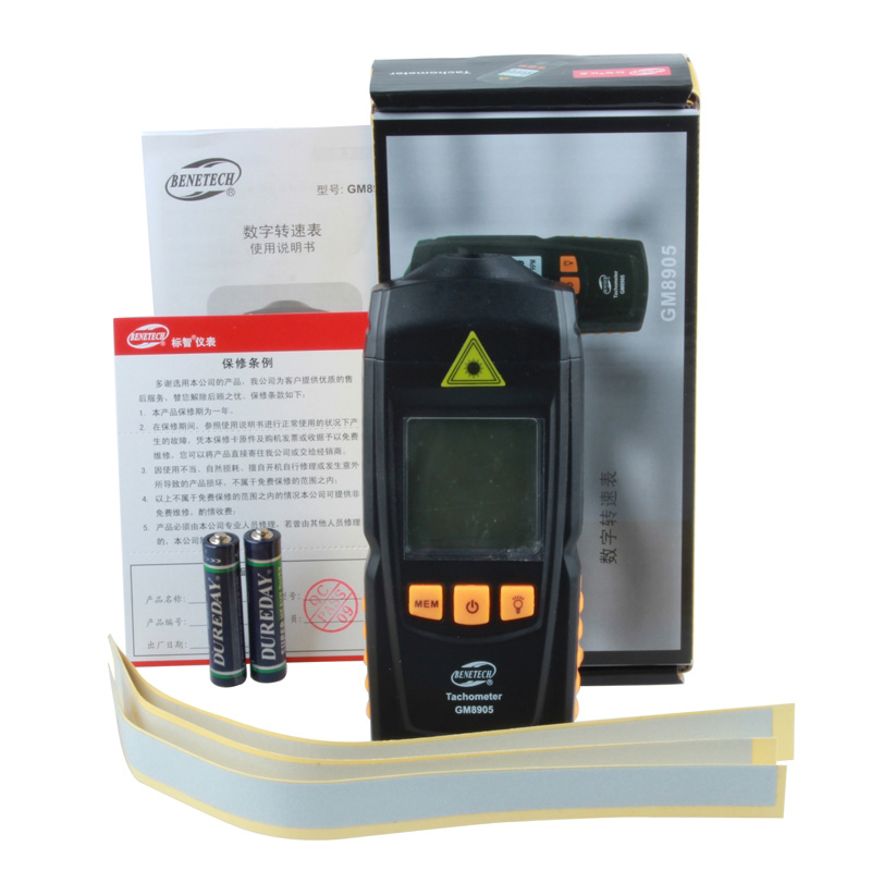 Комплектація безконтактного тахометра Benetech GM8905