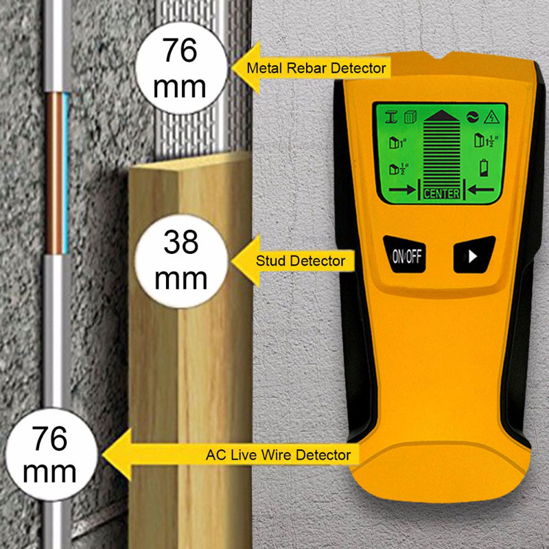 характеристики Stud Center finder, live wire and metal detector